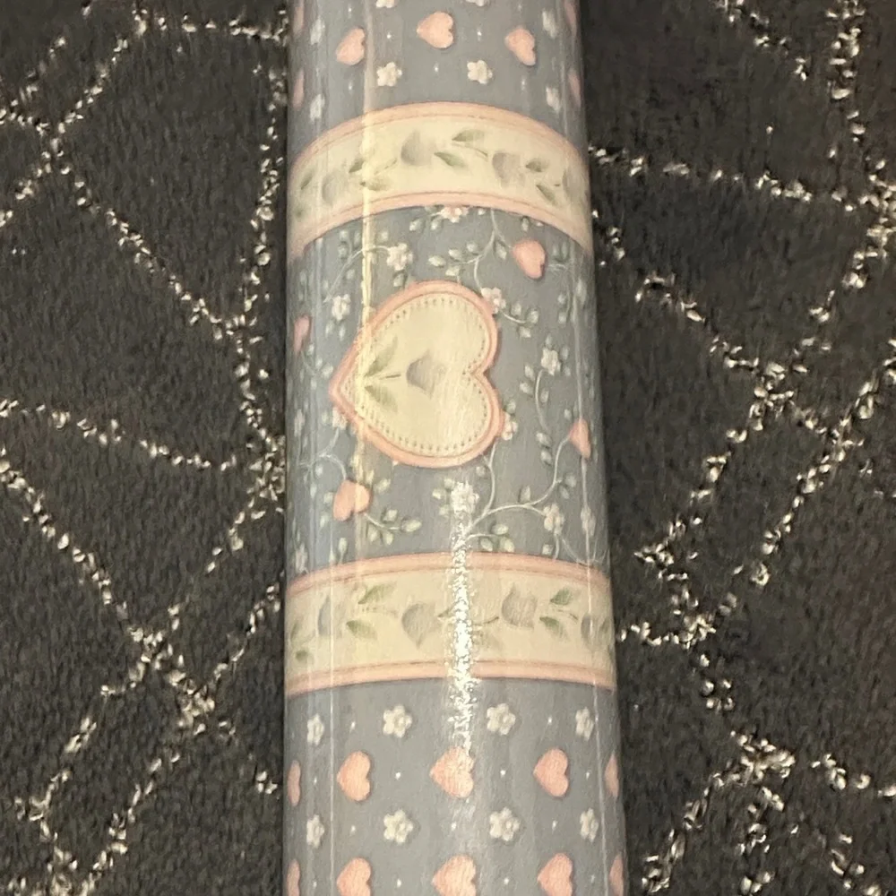 Blue and White Heart Wallpaper Roll 33ft x 201/2”